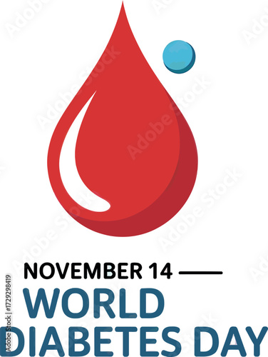 World diabetes day november 14 red blood drop awareness vector Hand drawn