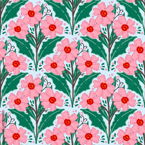 seamless floral scribble pattern background, motifs floral hand drawn, scribble style, scallop pattern, design for seamless floral pattern, printing, wrapping, background and craft