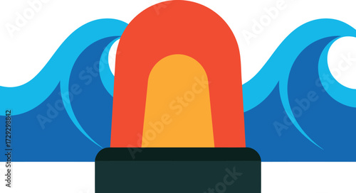 Emergency siren warning waves alert hazard notification system vector Hand drawn