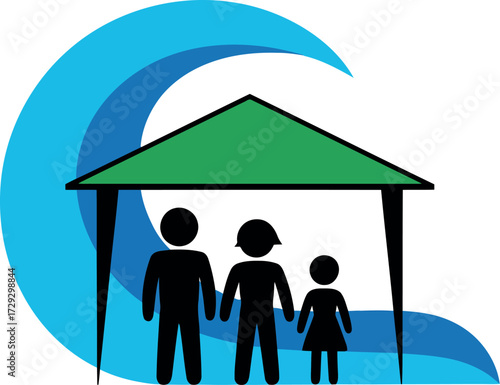 Family shelter safe haven wave concept vector Hand drawn
