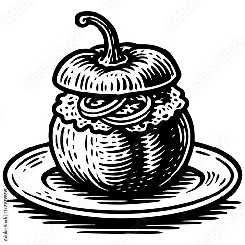 ilustracion de un rocoto relleno, comida de arequipa