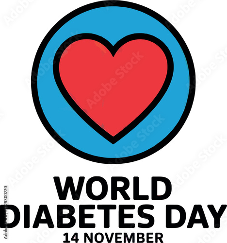 World diabetes day heart symbol awareness november health care vector Hand drawn