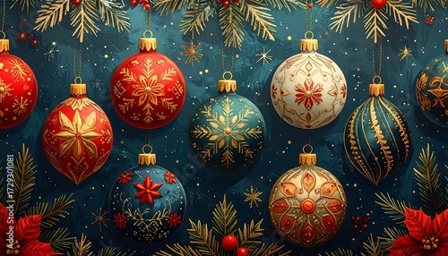 Festive Christmas baubles