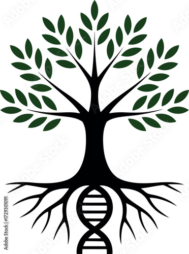 Dna tree of life symbol genetics science innovation vector Hand drawn