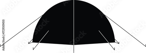 Minimalist black tent silhouette outdoor camping adventure travel vector