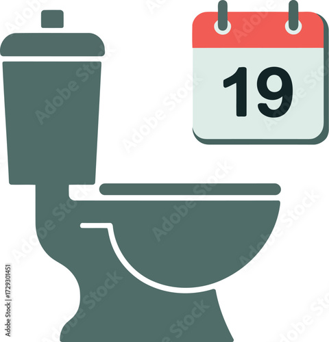 Toilet icon with calendar date reminder cleanliness hygiene scheduled maintenance vector Hand drawn