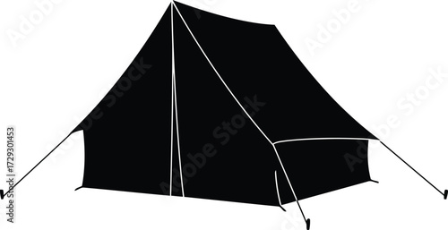 Vintage canvas a-frame tent minimalist outdoor camping gear vector