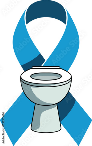 Prostate cancer awareness blue ribbon toilet symbol vector Hand drawn