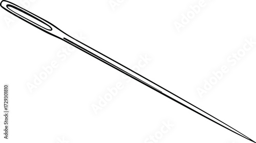 Sewing needle with thread crafting diy fabric repair tailor tool vector