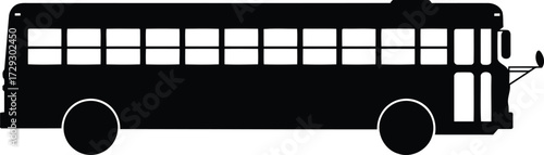 Modern city bus silhouette vector icon public transport graphic vector