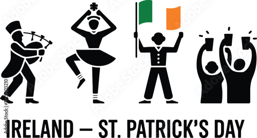 Ireland St. Patrick Day Parade Elements Icon Set
