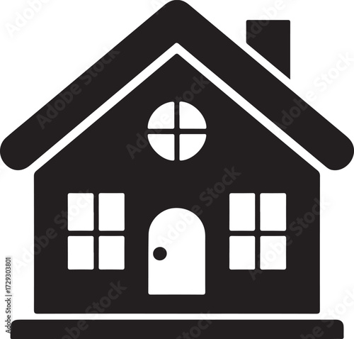 Simple black house silhouette icon representing home and real estate concepts