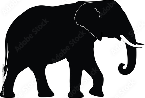 Majestic elephant silhouette walking african wildlife safari icon vector