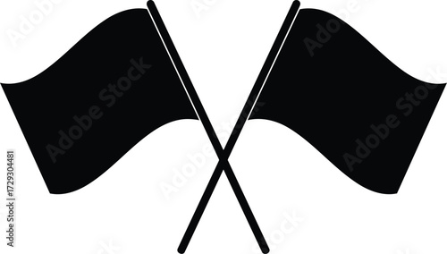 Two crossed black flags silhouette isolated on symbolizing defeat surrender protest vector