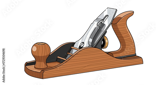 Artistic illustration of a vintage wood plane for woodworking project
