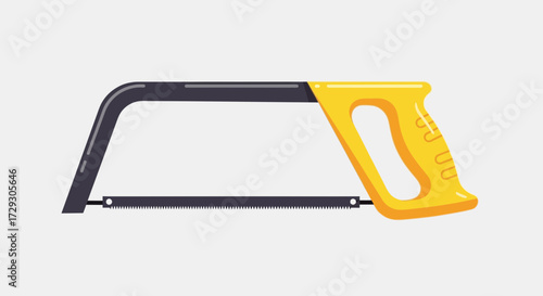 Illustration of Hacksaw with Yellow Handle on an Isolated Background