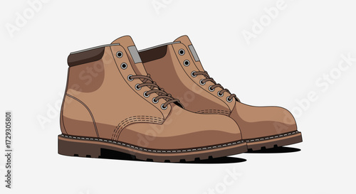 Robust leather work boots showcasing strength and rugged style vector art
