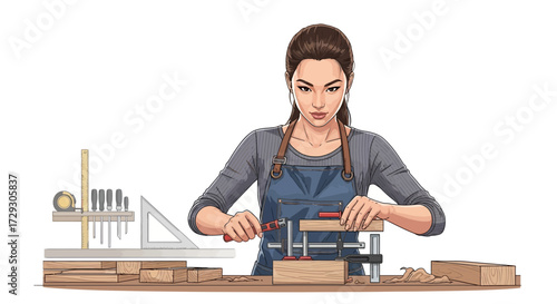 Skilled artisan expertly crafts wooden objects with precision and care