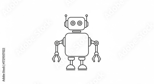 Illustration of a cute robot the robot is made of simple shapes and has a friendly expression on its face