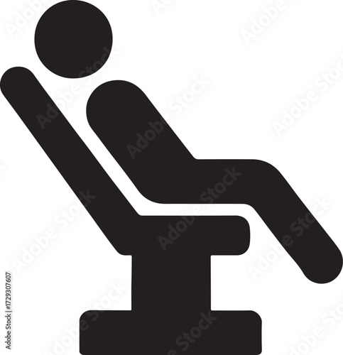 Patient in chair icon silhouette vector, medical healthcare symbol, hospital treatment seat isolated design.