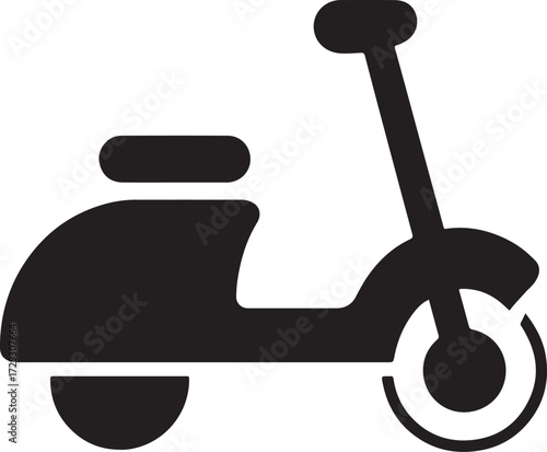 Scooter icon silhouette vector, urban transport symbol, two-wheeler vehicle isolated on white background.