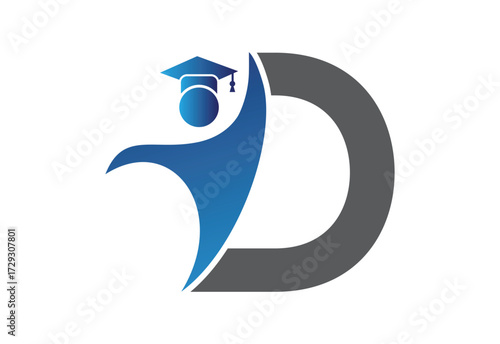 Graduation flat Icon human with latter D design concept