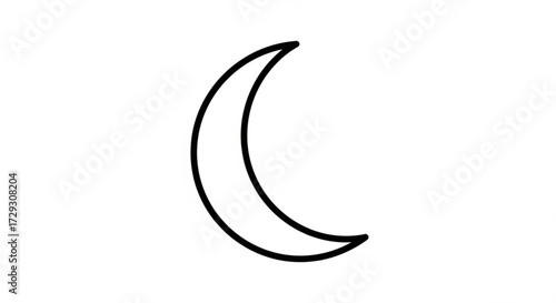 Illustration of a crescent moon, a symbol of night, mystery, and the changing phases of the lunar cycle