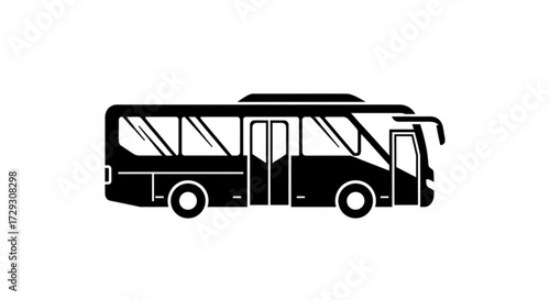 Black bus icon public transport symbol bus station sign city bus vector illustration travel by bus concept
