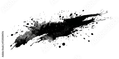 Ink splashes stencil very detailed collection. High quality manually traced. Retro grunge banners set	
