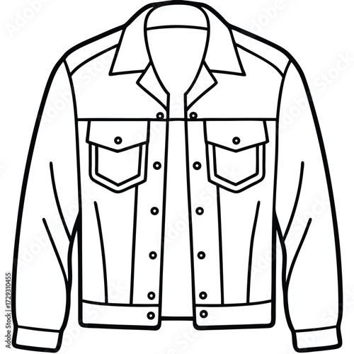 Classic denim jacket line drawing clothing outerwear