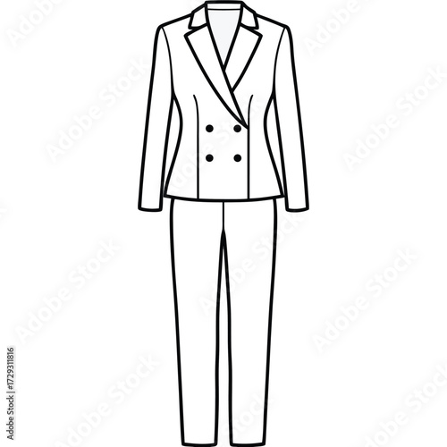 Double breasted suit with trousers jacket formal wear