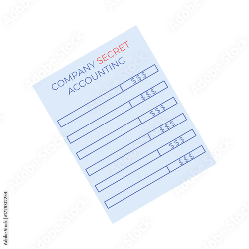 Company Secret Accounting Document with Dollar Signs Representing Financial Data