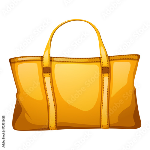Bright yellow tote bag with brown accents, perfect for everyday use and travel