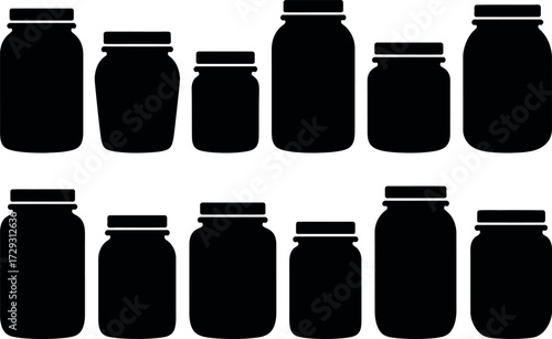 Mason jar silhouette vector image for canning and food storage use