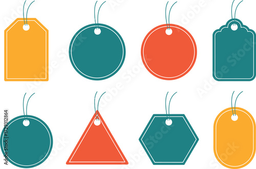 Colorful price tags vector collection various shapes and designs