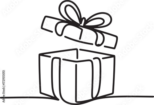Gift Box Unveiled: A minimalistic illustration of a gift box, its lid gently opened to reveal an unseen treasure, suggesting anticipation and the joy of giving. 