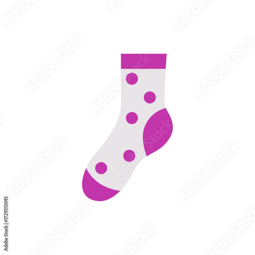 Cute Polka Dot Sock Illustration Featuring a White Background and Soft Colors