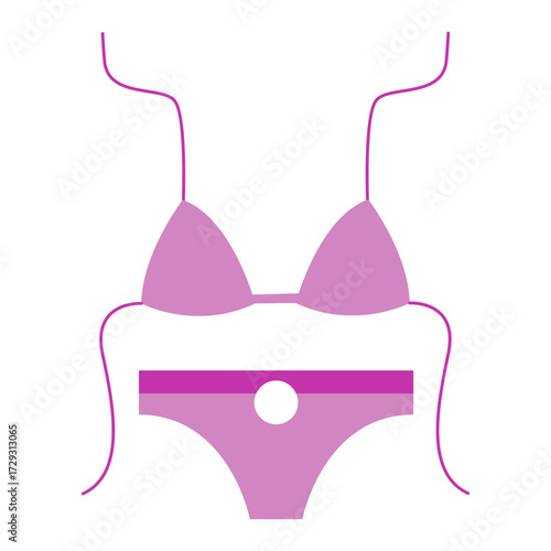 Vector illustration of a pink bikini set with detailed design, perfect for summer fashion