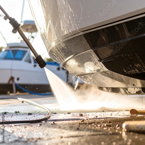 Boat wash in a marina