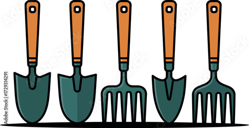 Gardening tools vector illustration set for garden and agriculture