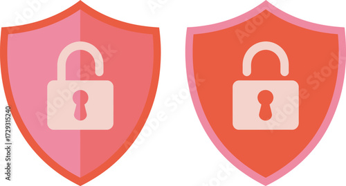 Unlocked security shield icon safety and protection concept design