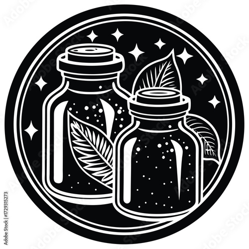 potion ingredients jars vector icon