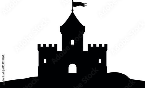 Castle silhouette vector medieval fortress graphic illustration