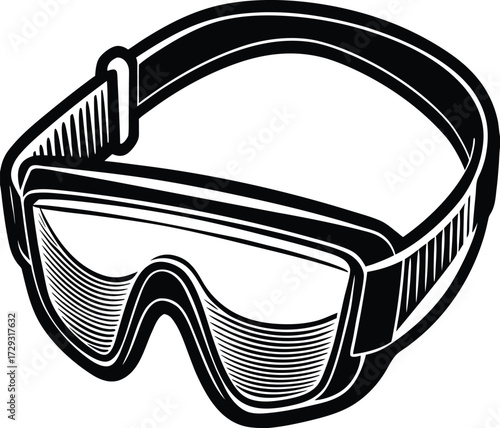 safety goggles in clear plastic style  white backg