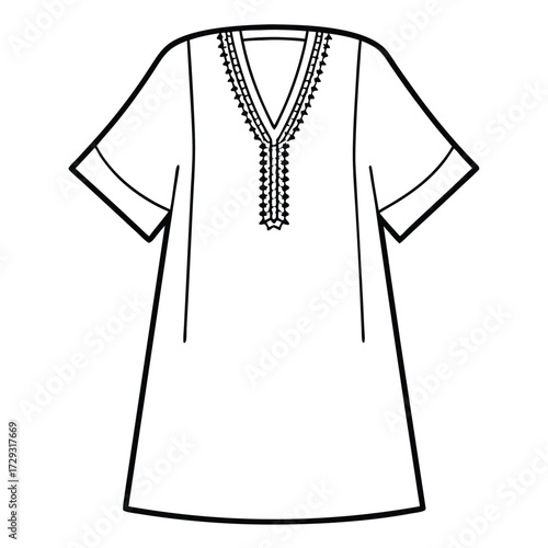 Minimalist kaftan line art dress clothing