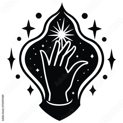 witch s hand casting spell vector icon