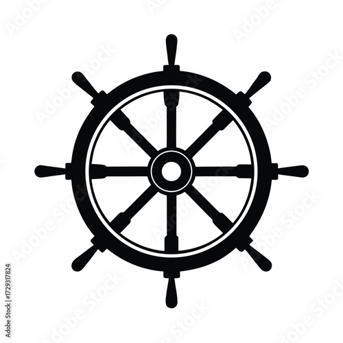 Sailor element isolated ship wheel on white background