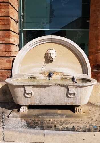 Fountain in the Plaza de Espana in Barcelona, Spain