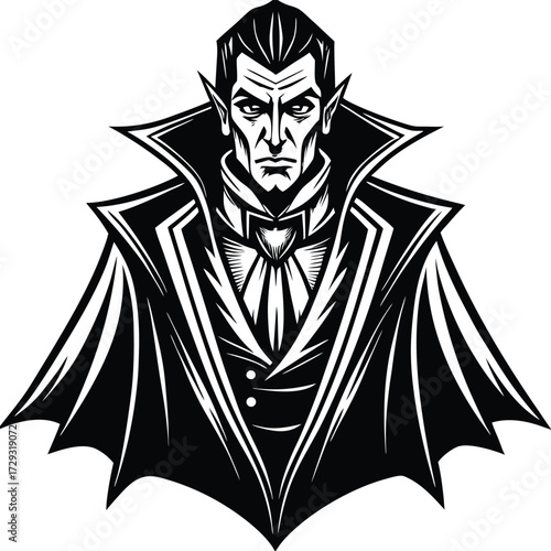 dracula with cape vector icon