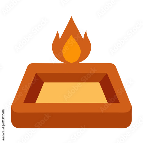 Stylized fire pit with warm flames